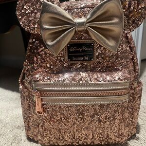 Rose Gold Sequin Disney Loungefly Backpack